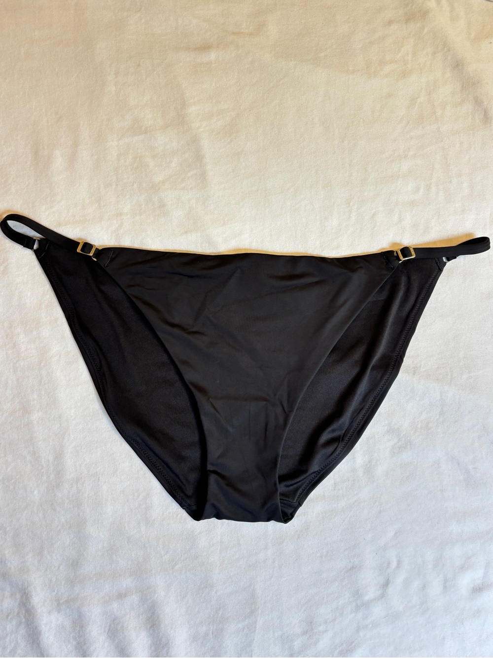 Victoria's Secret Black Bikini Bottom with Pink Logo Print